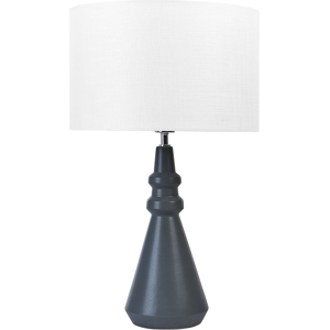 Beliani Table Lamp Black Ceramic 66 cm White drum Shade Handmade Bedside Living Room Bedroom Lighting Material:Ceramic Size:40x66x40