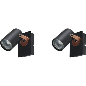 Beliani Set of 2 Wall Lamps Black Metal Adjustable Arm Industrial Material:Metal Size:7x15x10