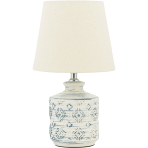 Beliani Table Lamp Beige and Blue Ceramic Base Fabric Shade Ambient Lighting Bedside Table Lamp Material:Ceramic Size:20x35x20