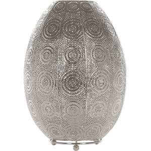 Beliani Table Lamp Silver Metal 30 cm Metalwork Moroccan Style Lighting Material:Metal Size:25x30x25