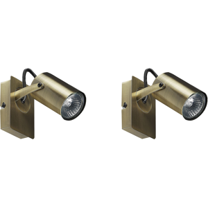 Beliani Set of 2 Wall Lamps Brass Metal Adjustable Arm Industrial Material:Metal Size:7x15x10