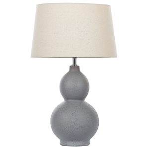 Beliani Table Lamp Grey Ceramic Base Unique Shape White FAbric Shade Modern Design Home Light Material:Ceramic Size:35x56x35