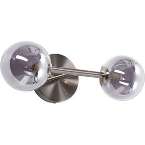 Beliani Wall Lamp Silver Steel and Glass 2 Lights Modern Design Ceiling Light Glam Material:Steel Size:12x12x36