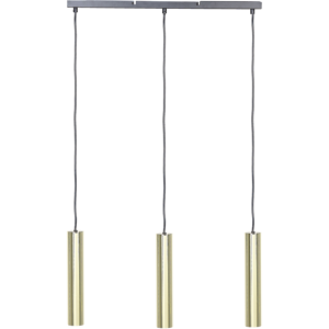 Beliani Hanging Lamp Brass Steel 100 cm 3-Light Round Shades Modern Design Kitchen Dining Room Material:Steel Size:6x100x60