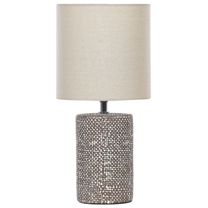 Beliani Table Lamp Brown Ceramic Base Fabric Lampshade Bedside Light Home Decoration  Material:Ceramic Size:20x43x20