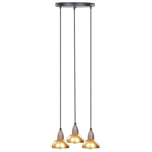 Beliani Hanging Lamp Brass Metal Iron Base Shades 3 Light Point Home Accessories Illumination Living Room Dining Material:Iron Size:30x110x30