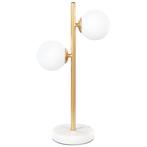 Beliani Table Lamp Gold Glass Shade Iron Rod Frame Double Light Modern Design Home Accessories Living Room Material:Iron Size:14x46x14