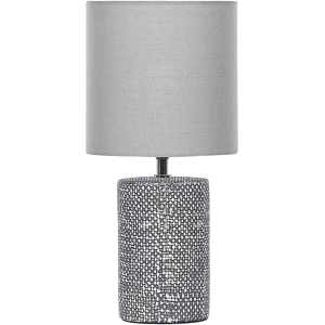 Beliani Table Lamp Grey Ceramic Base Fabric Lampshade Bedside Light Home Decoration  Material:Ceramic Size:20x43x20