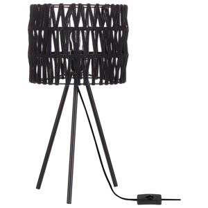 Beliani Table Lamp Black Cotton Shade Iron Tripod Frame Single Light Modern Design Home Accessories Living Room Material:Cotton Size:25x48x25