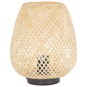 Beliani Table Lamp Light Wood Bamboo 30 cm Boho Style Home Decor Accessory Material:Bamboo Wood Size:23x30x23