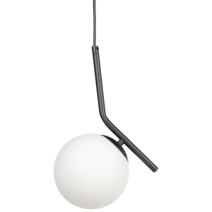 Beliani Pendant Lamp White and Black Glass Shade Iron Rod Frame Single Light Modern Design Home Accessories Living Room Material:Glass Size:15x115x15