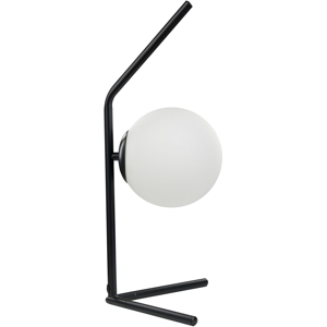 Beliani Table Lamp White and Black Glass Shade Iron Rod 47 cm Frame Single Light Modern Design Home Accessories Living Room Material:Glass Size:19x47x15