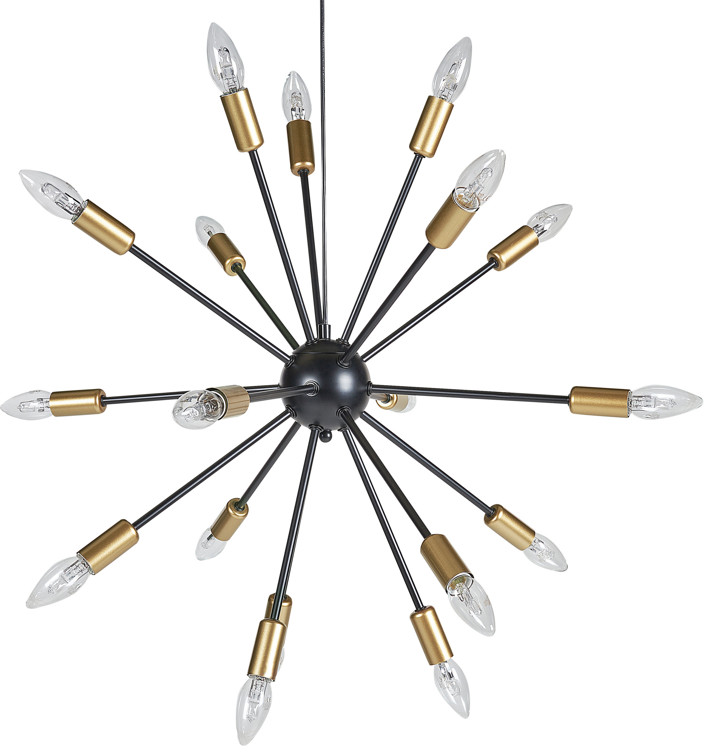 Beliani Pendant Lamp 18 Light Black Metal Sputnik Glam