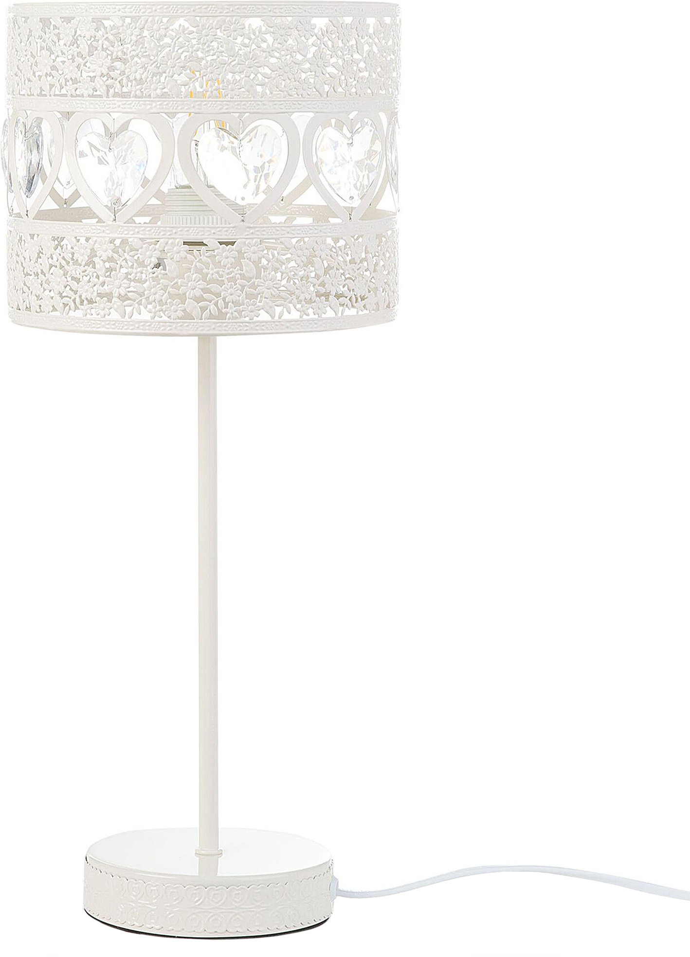 Beliani Table Lamp White Metal 45H cm Openwork Shade Decorative Modern