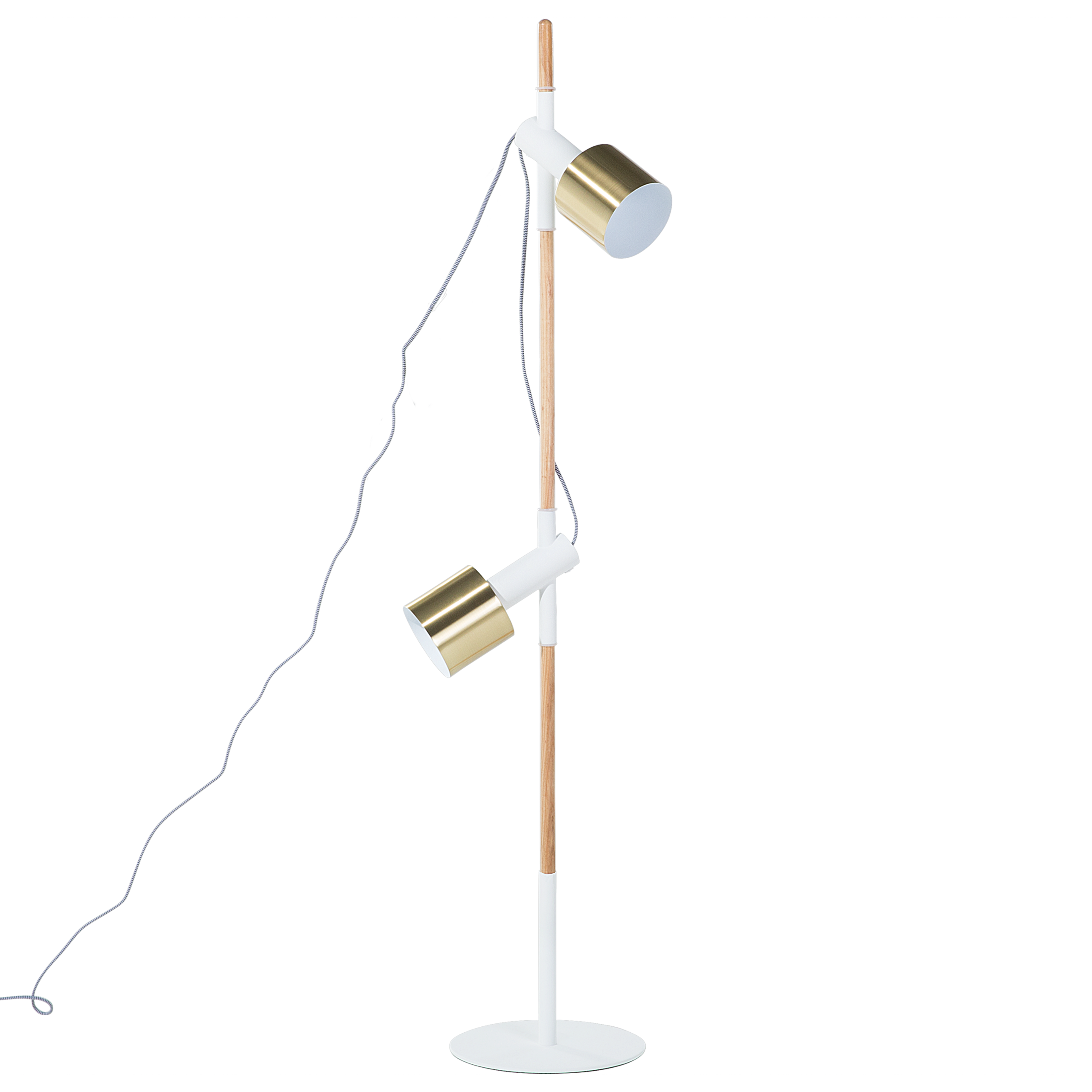 Beliani Floor Lamp White with Gold Metal 148 cm Adjustable Round Spotlights Modern Design