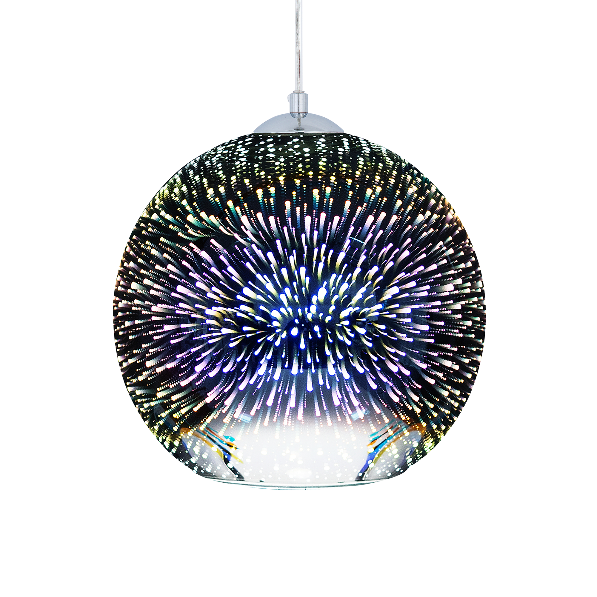 Beliani Hanging Light Pendant Lamp Silver Highly Glossy Reflective Glass Ball Shade Eclectic Glamorous Design