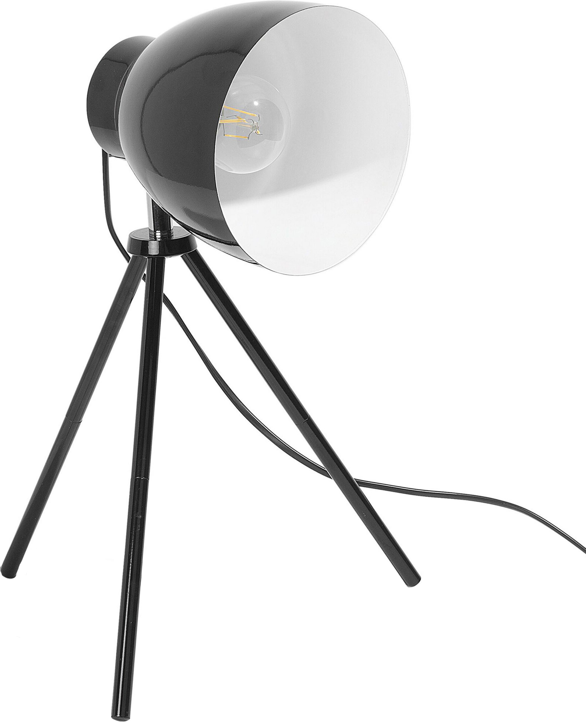 Beliani Table Lamp Black Colour Metal Tripod Stand Adjustable Shade