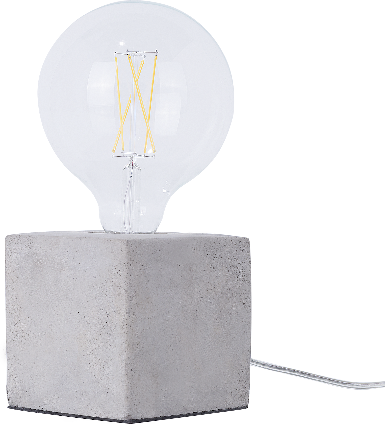 Beliani Table Lamp Square Grey Concrete Base Light Bulb Modern Minimalist