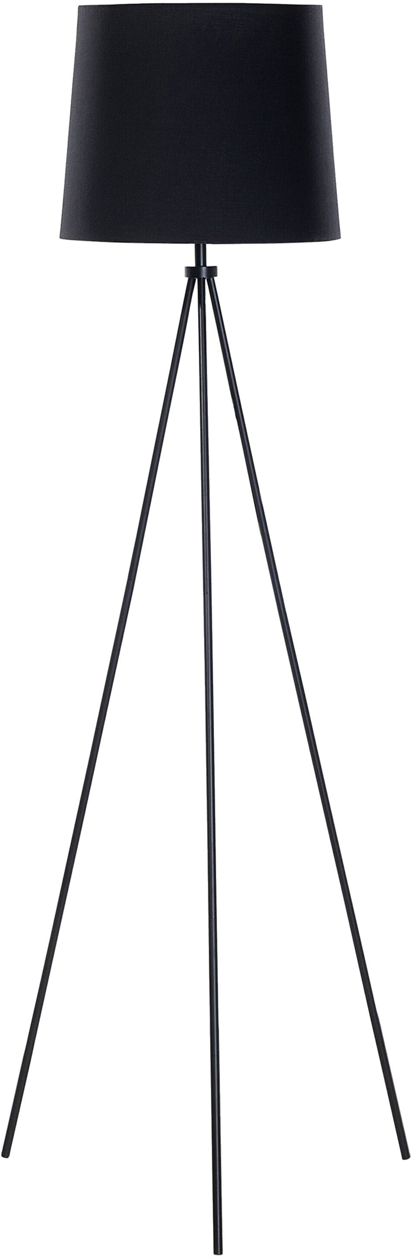 Beliani Floor Lamp Black Metal 149 cm Tripod Polycotton Drum Shade Modern Design