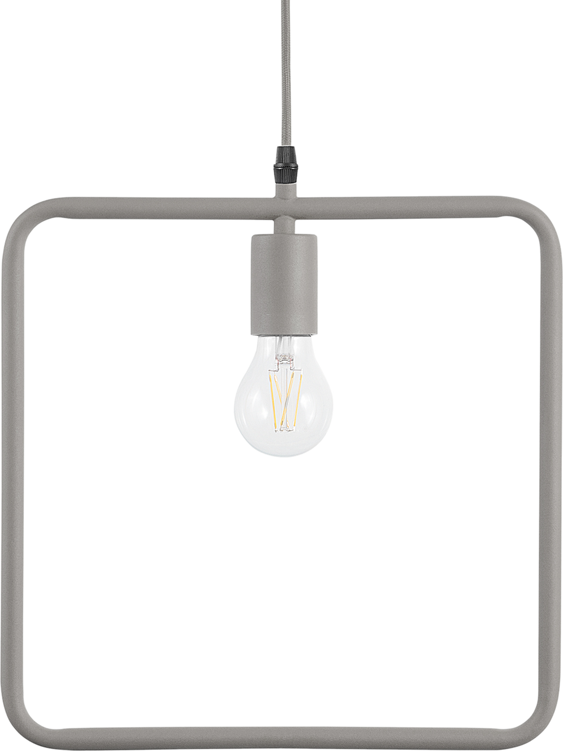 Beliani Ceiling Lamp Grey Metal 183 cm Square Shade Pendant Industrial