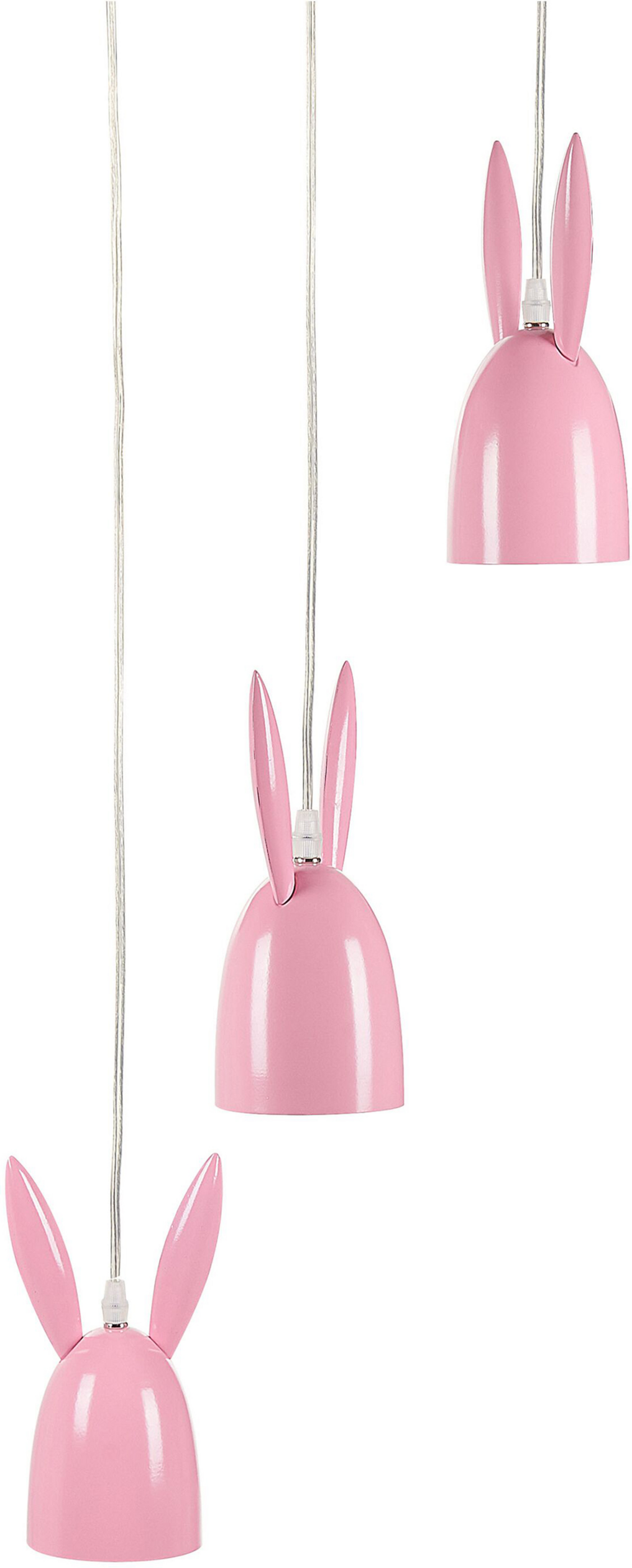 Beliani Pendant Lamp Pink Metal Iron 154 cm Ceiling Lamp Bunny Ears 3 Shades Kids Room Modern Design