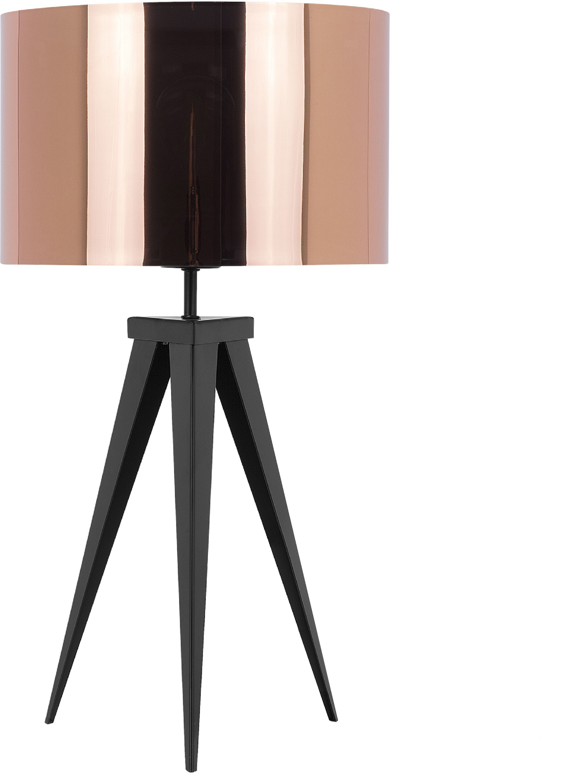 Beliani Tripod Table Lamp Copper with Black Base Drum Shade Industrial