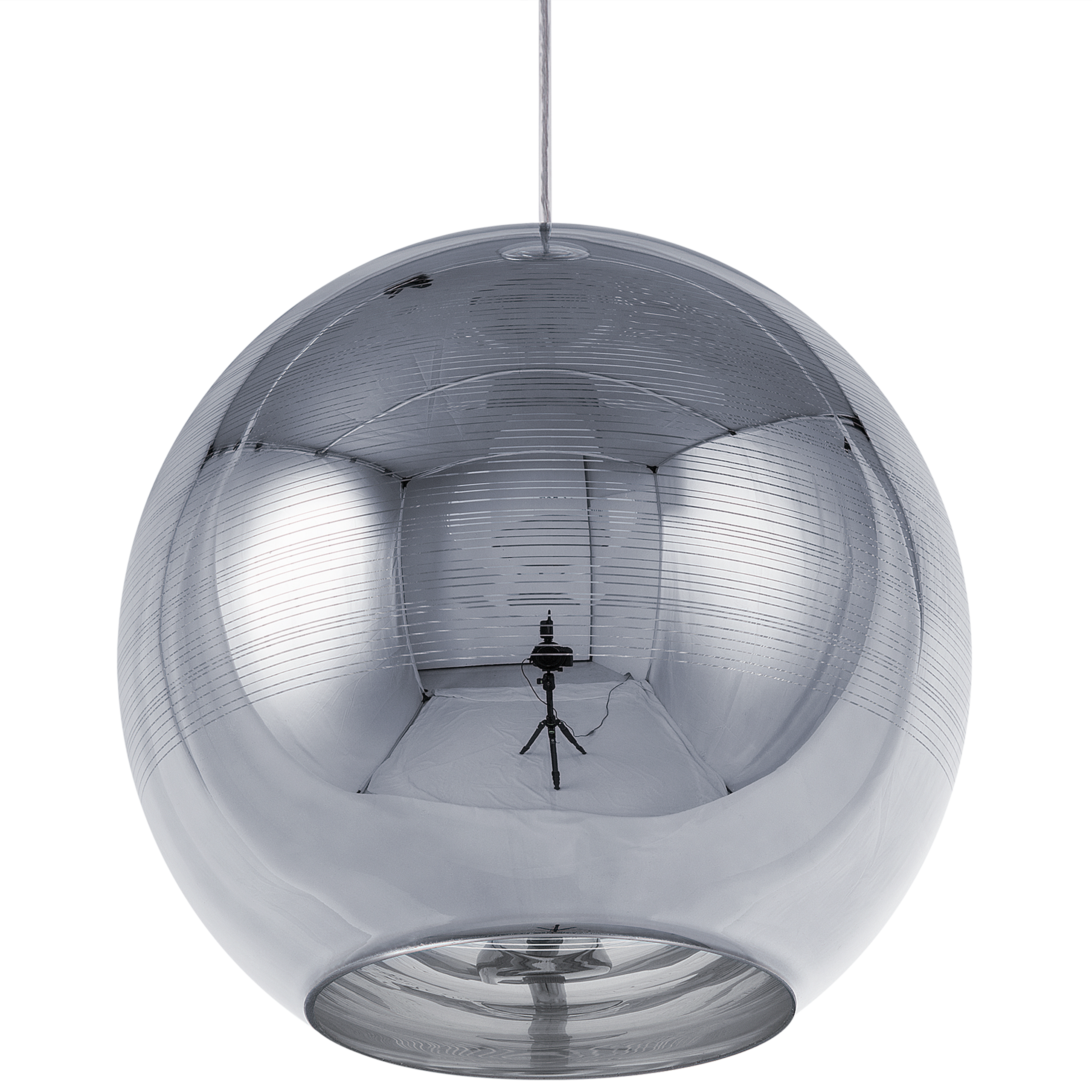 Beliani Pendant Lamp Silver Glass Round Globe Shape 1 Light Modern