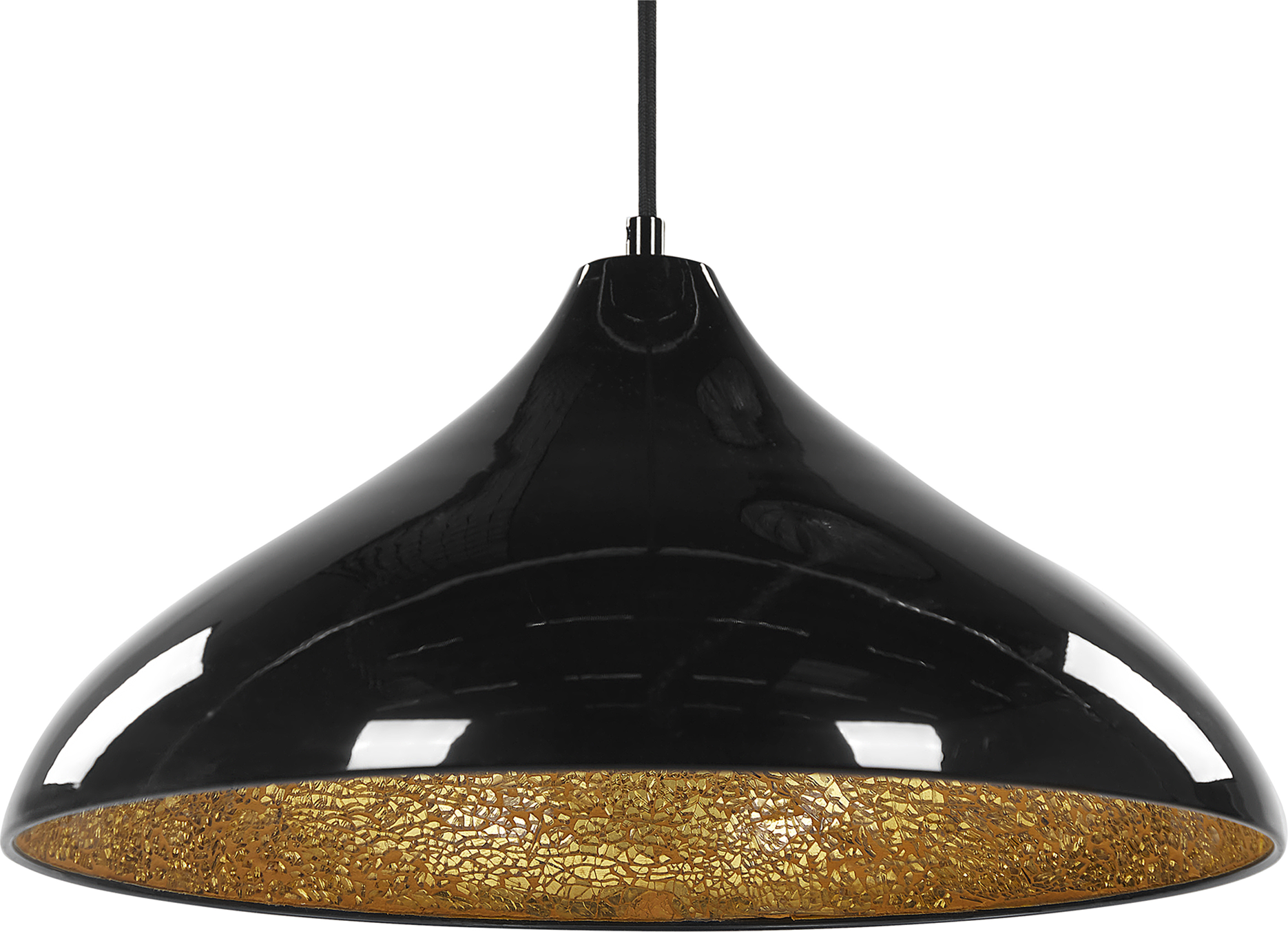 Beliani Ceiling Light Pendant Black with Cracked Glass Lamp