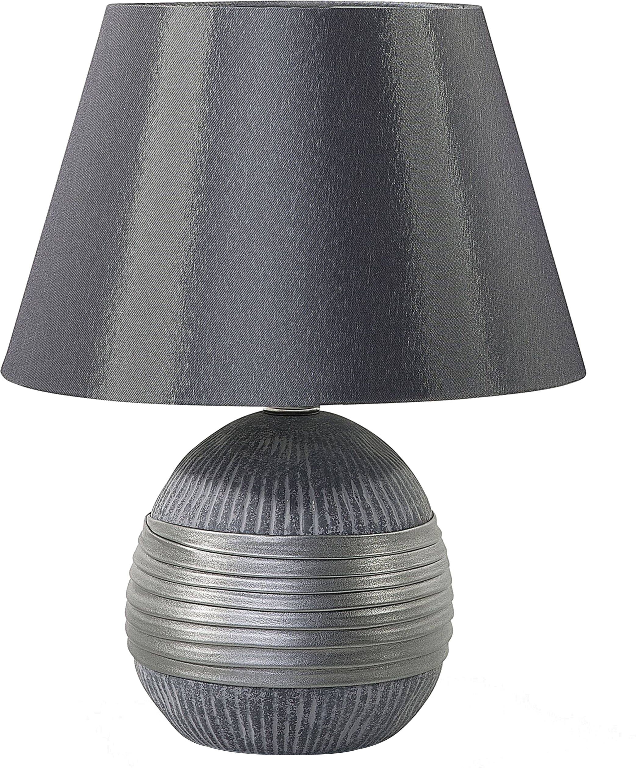 Beliani Table Lamp Silver Ceramic Base Faux Silk Cone Shade Bedside Table Lamp