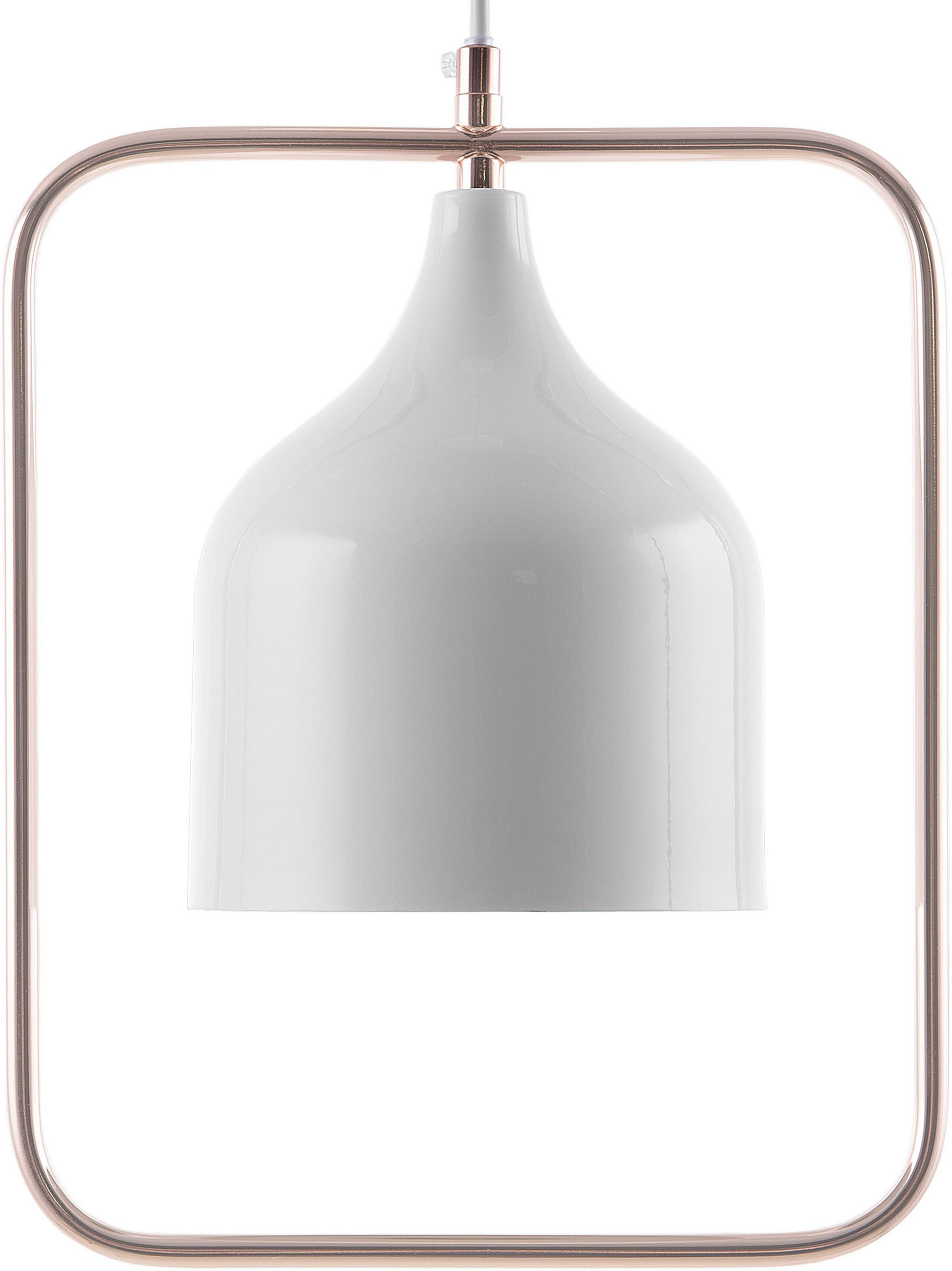 Beliani Ceiling Lamp White Metal 121 cm Pendant Copper Frame Industrial