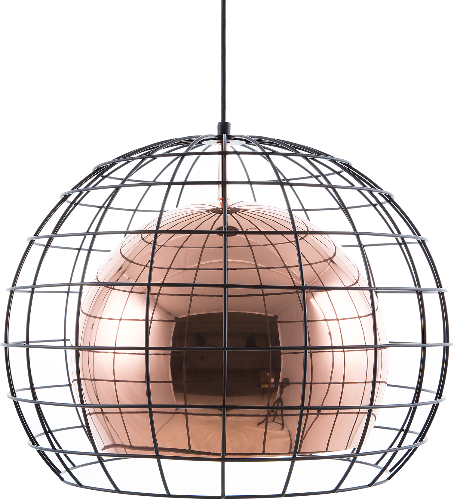 Beliani Ceiling Lamp Copper Metal 128 cm Pendant Cage Shade Industrial