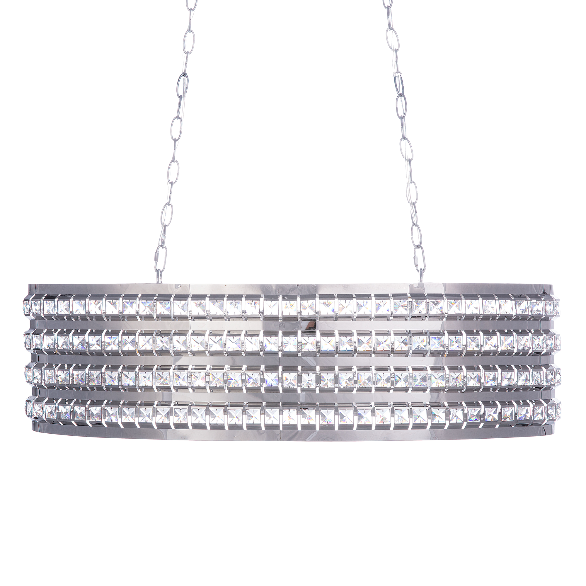 Beliani Ceiling Lamp Silver Crystal 108 cm Double Light Glam