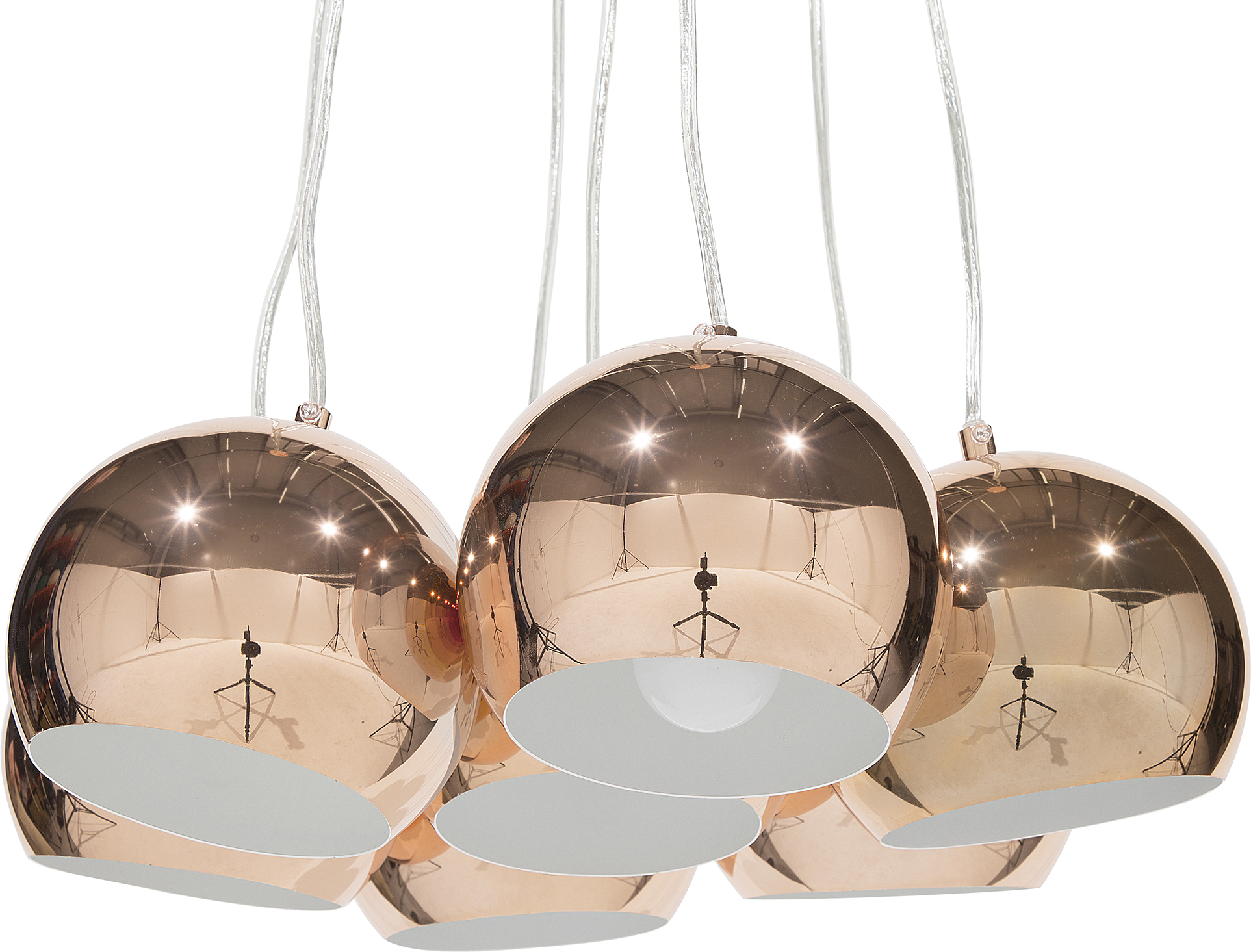 Beliani Pendant Lamp Gold Metal 7-Light Cluster Round Shades