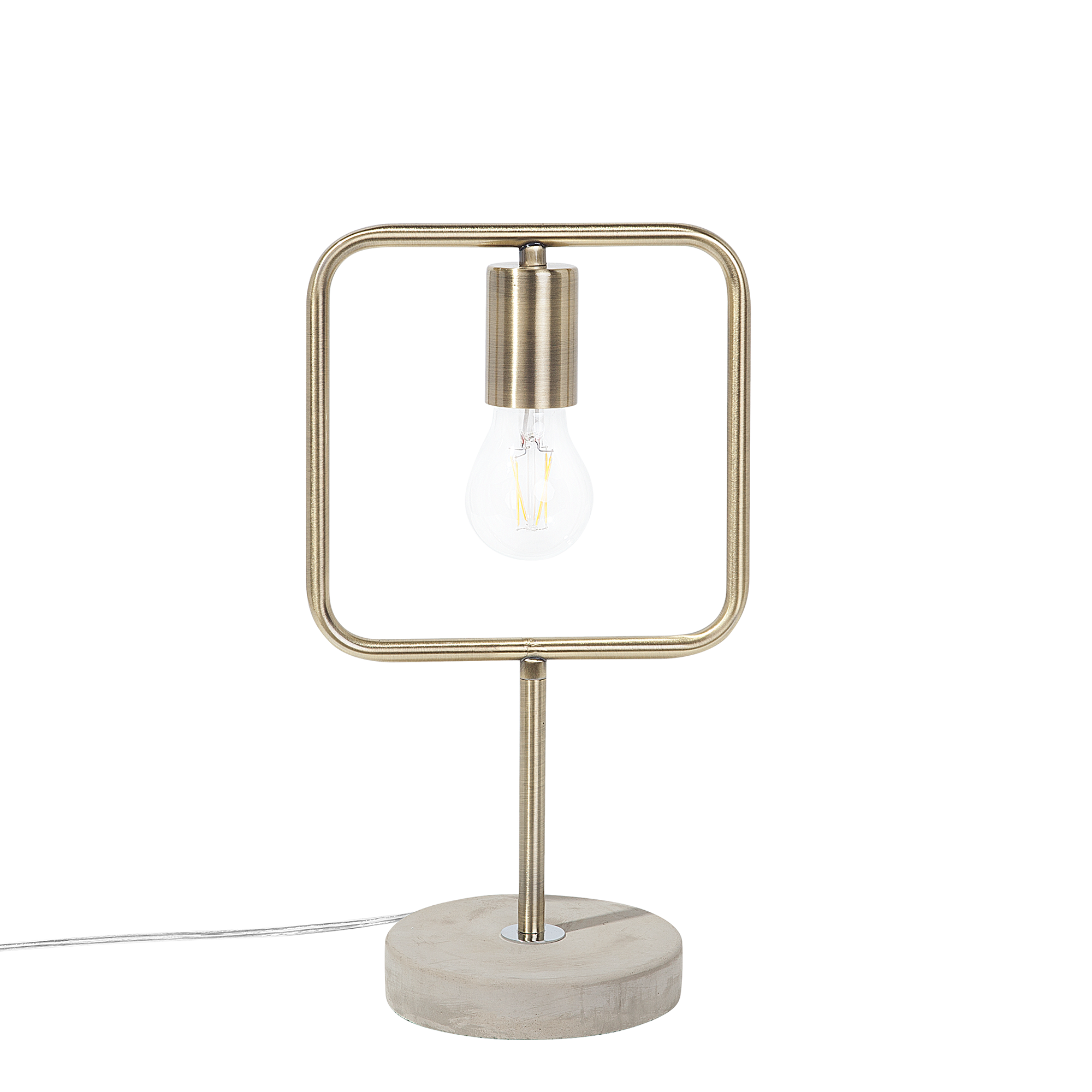 Beliani Table Lamp Brass Colour Metal Concrete Base Industrial
