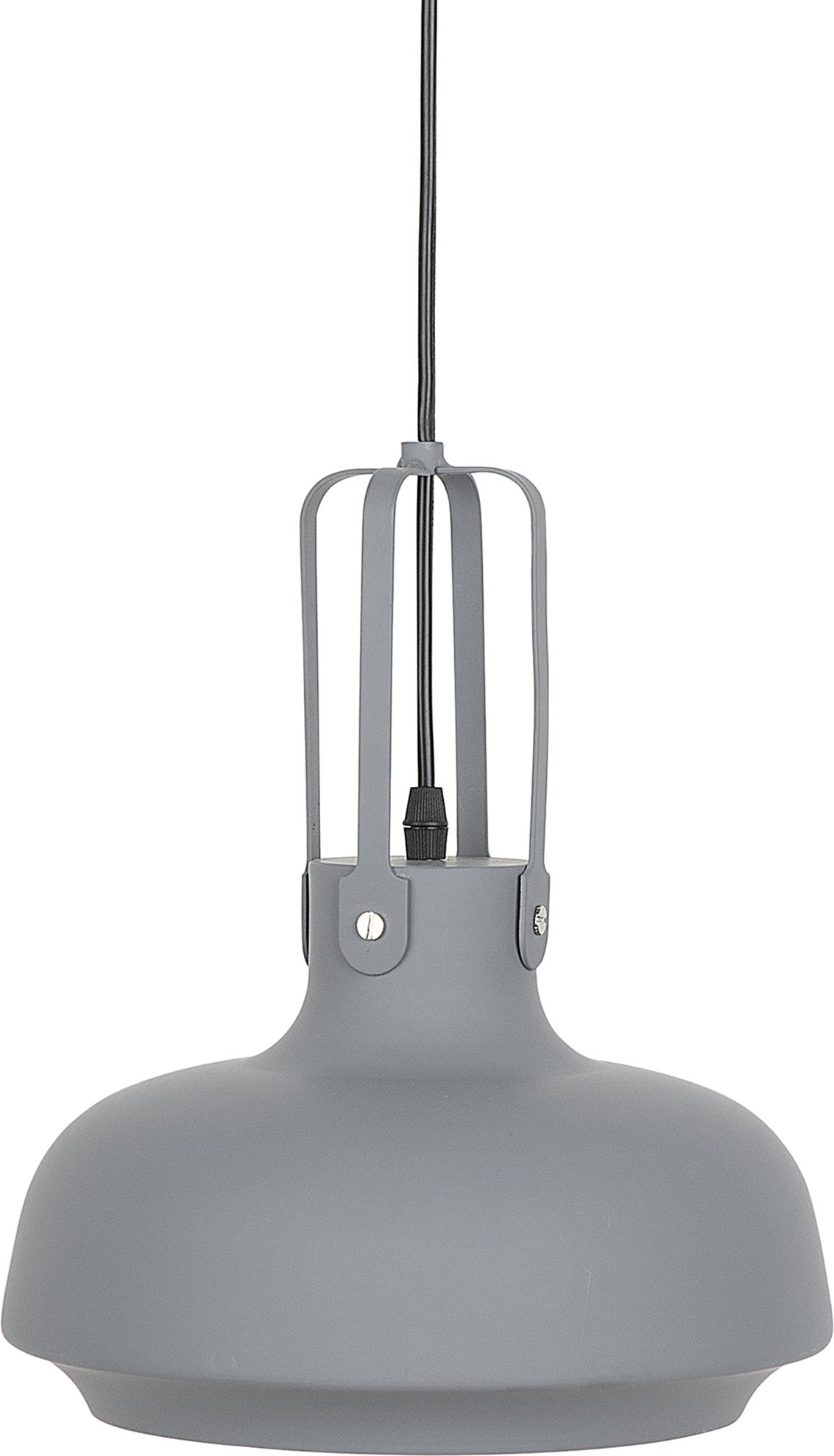 Beliani Pendant Lamp Grey Colour Metal Matt Round Shape 1 Light Industrial