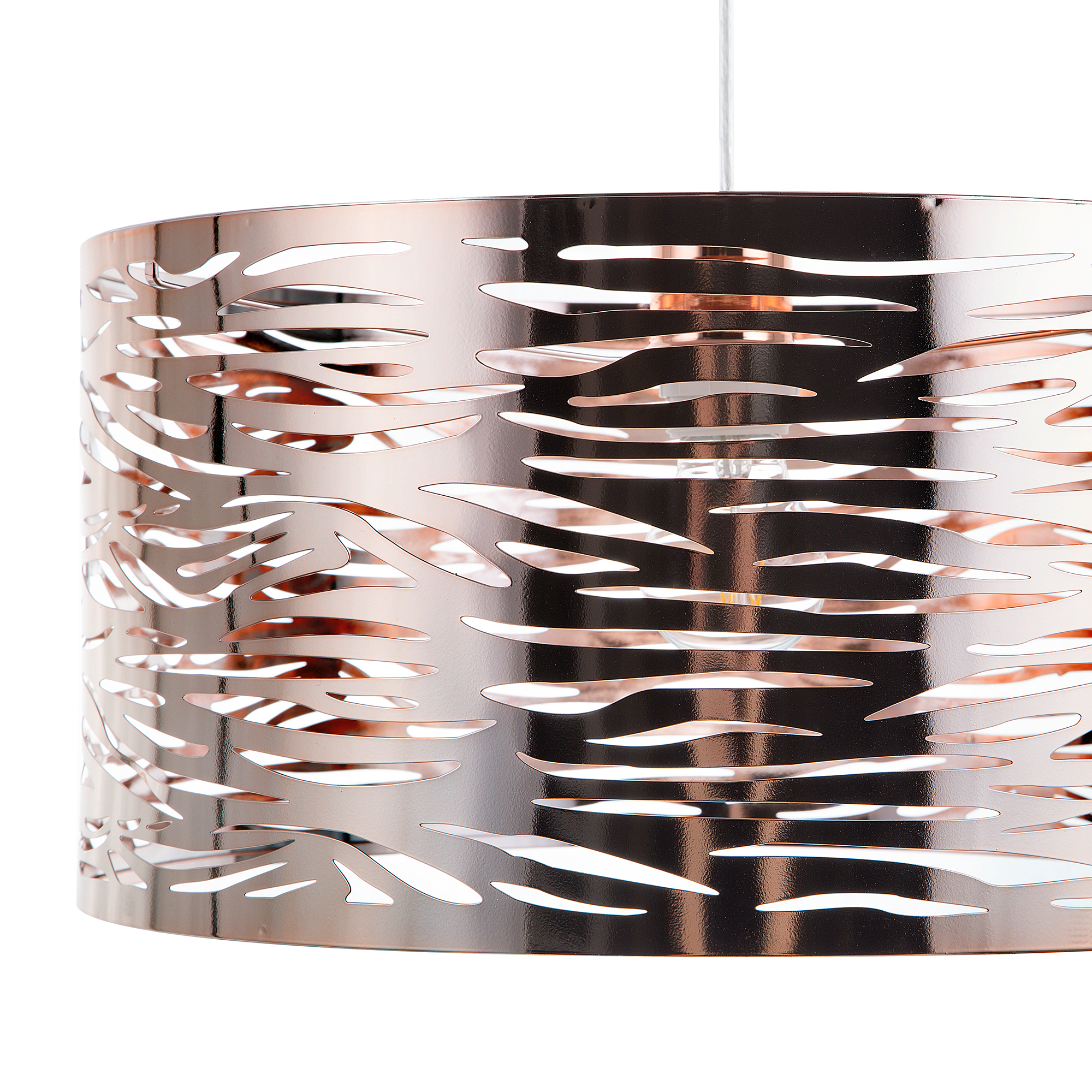 Beliani Pendant Lamp Copper Metal Drum Shaped Modern Ceiling Light
