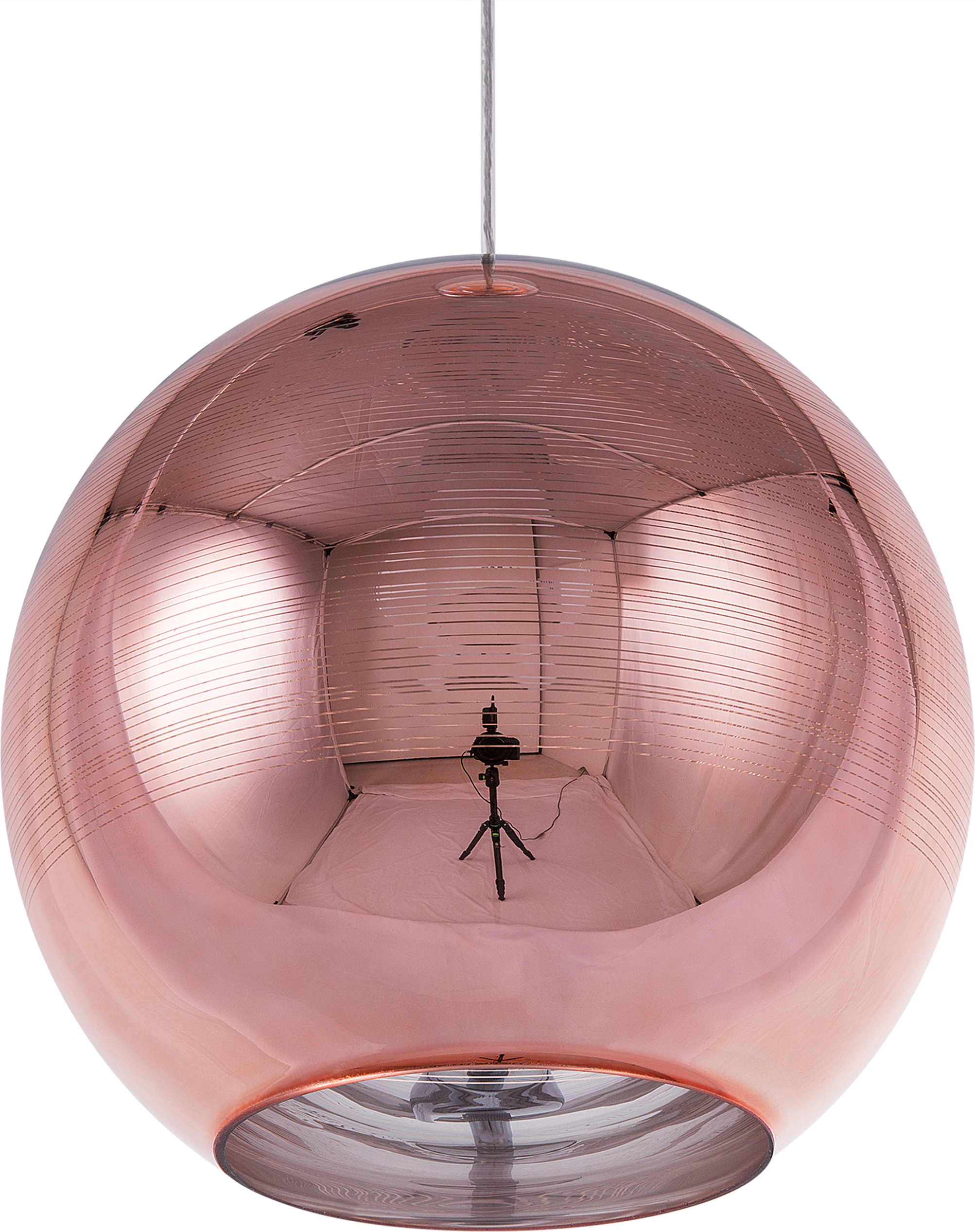 Beliani Pendant Lamp Copper Glass Round Globe Shape 1 Light Modern