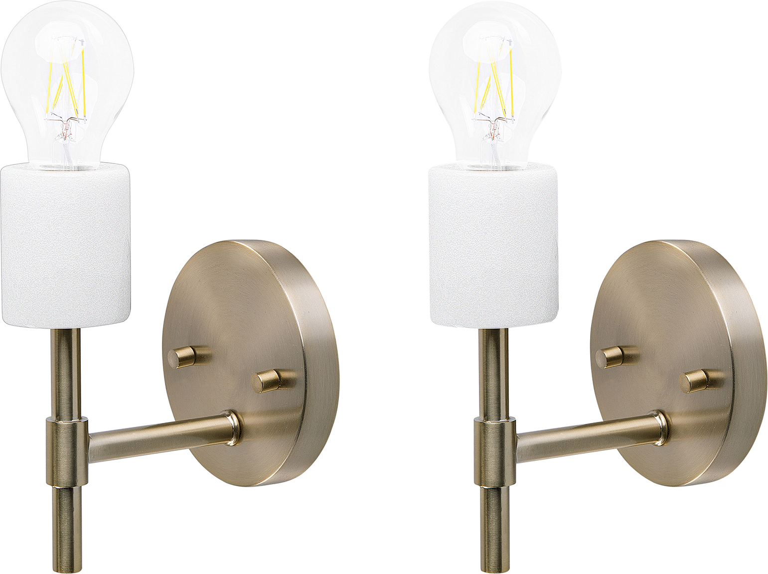 Beliani Set of 2 Wall Lamps White and Golden Metal Marble Adjustable Lampshade Industrial