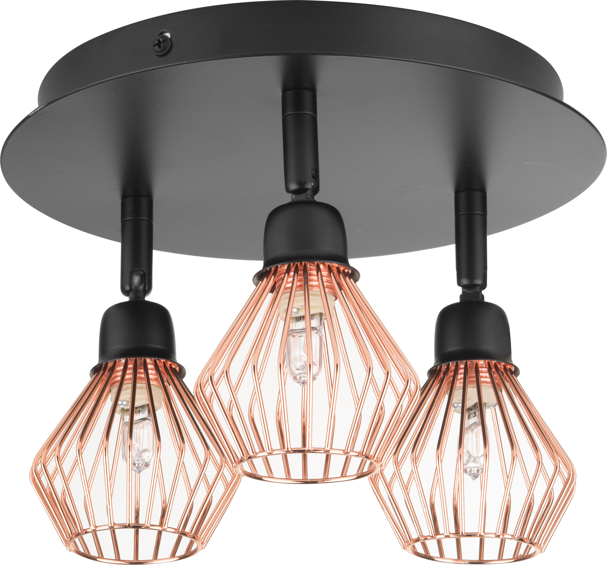 Beliani Ceiling Light 3 Lights Copper Metal Adjustable Industrial