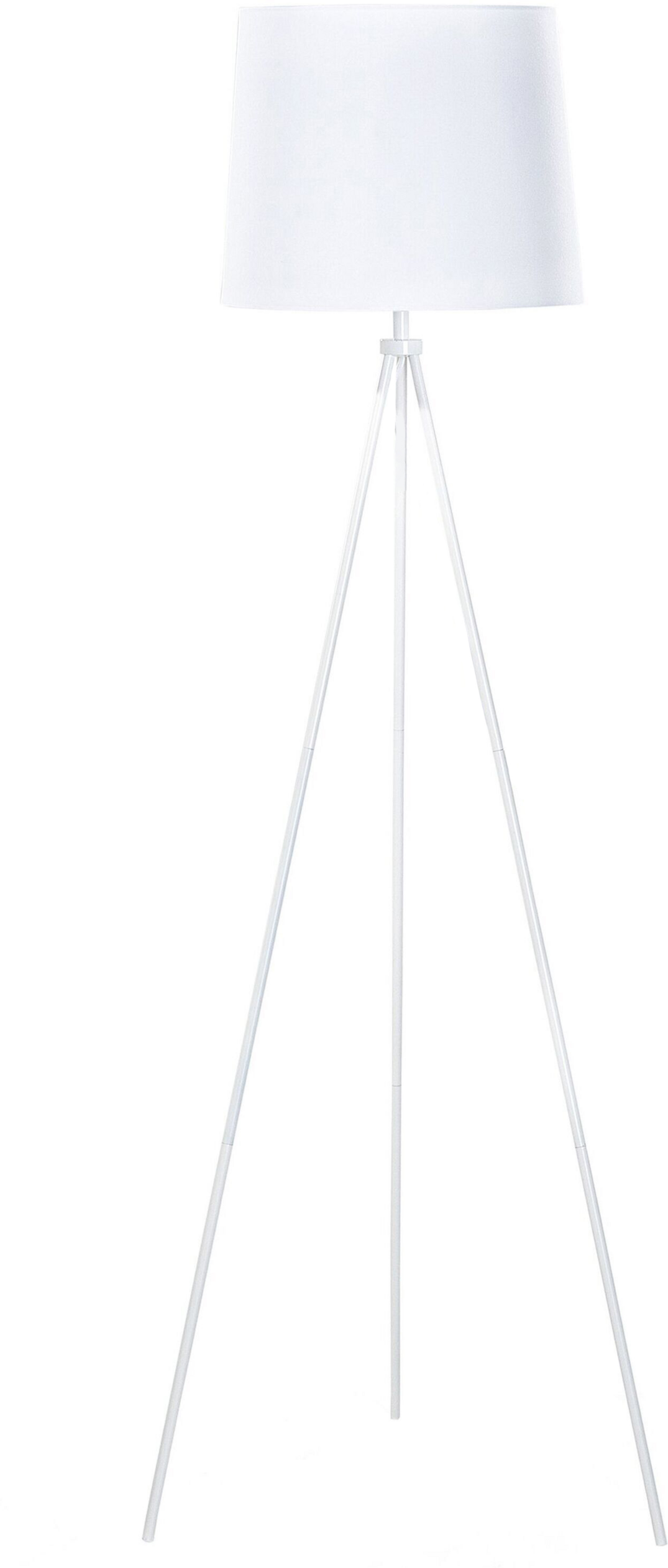 Beliani Floor Lamp White Metal 149 cm Tripod Polycotton Drum Shade Modern Design