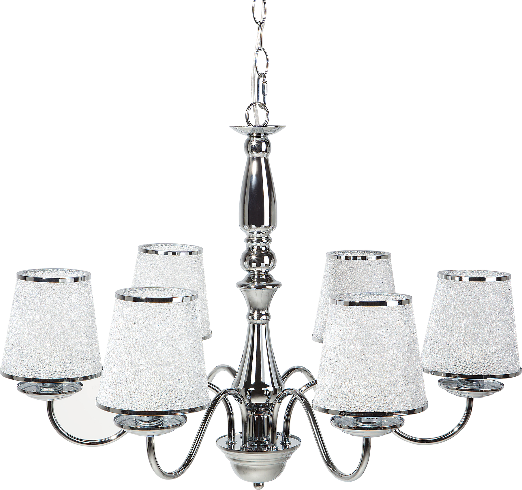 Beliani 6-Light Pendant Chandelier Silver Emperor Shades Glossy