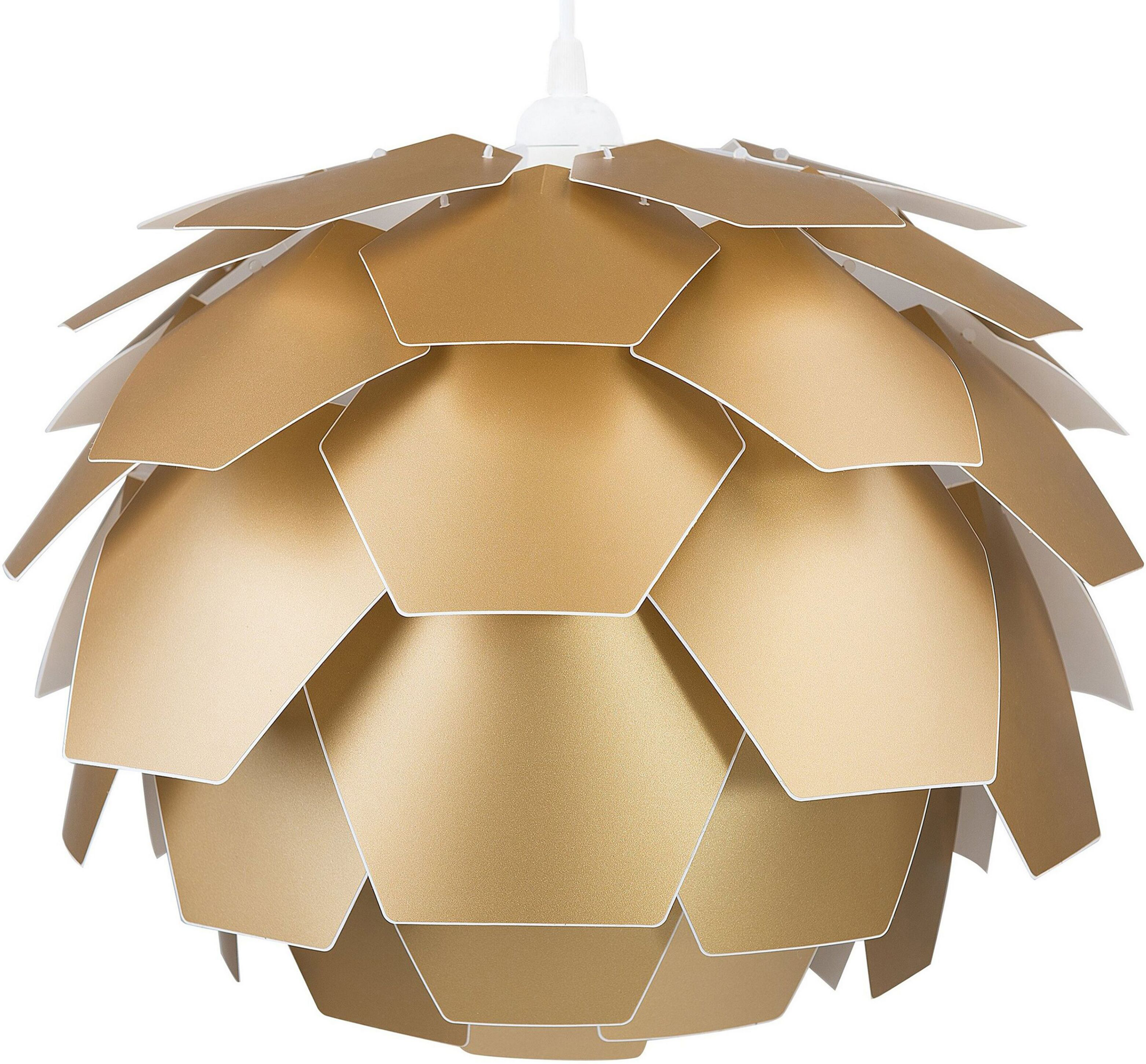 Beliani Pendant Lamp Gold Plastic Pine Cone Shade Hanging Lamp