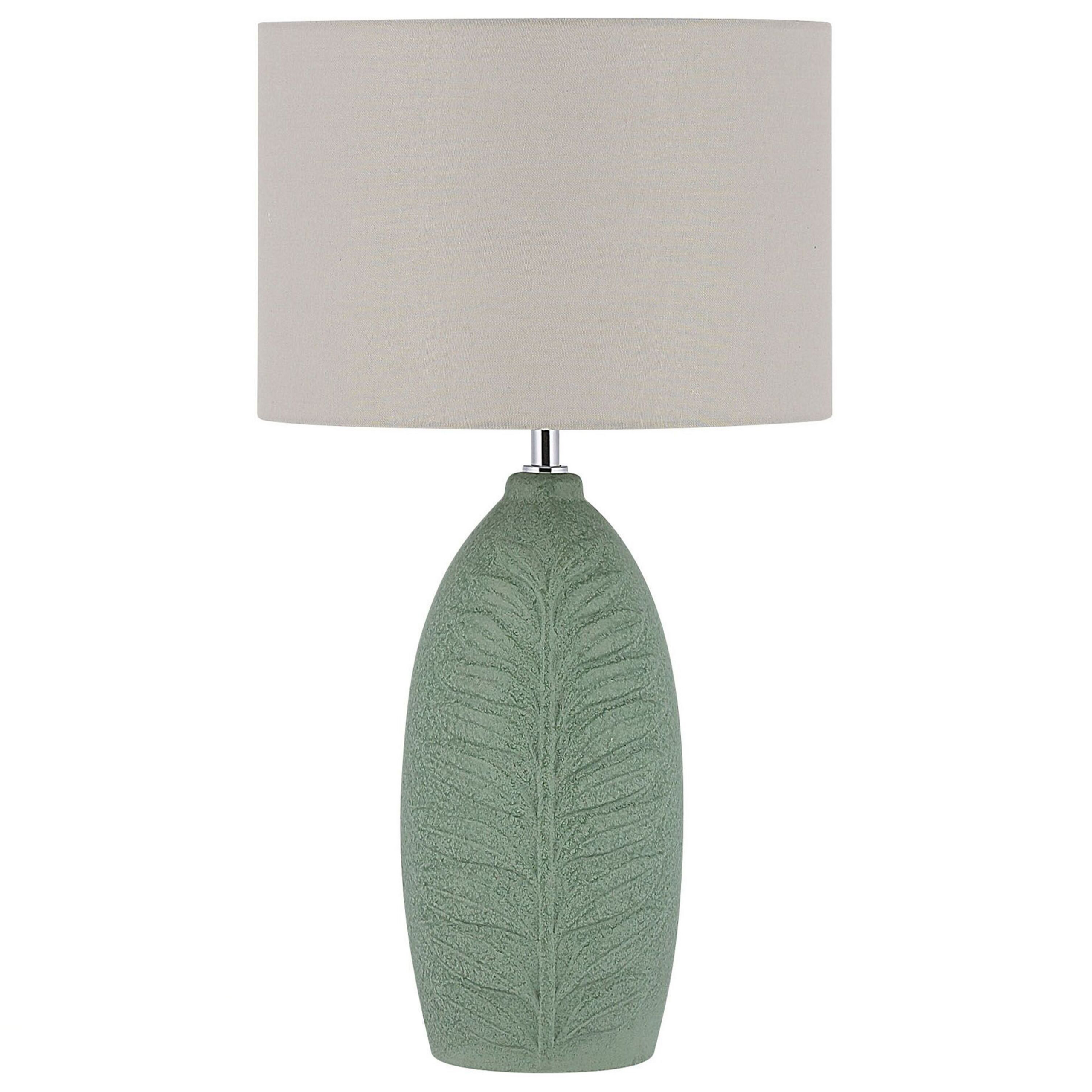 Beliani Bedside Table Lamp Green and Grey Ceramic 59 cm Leaf Pattern Modern Scandinavian
