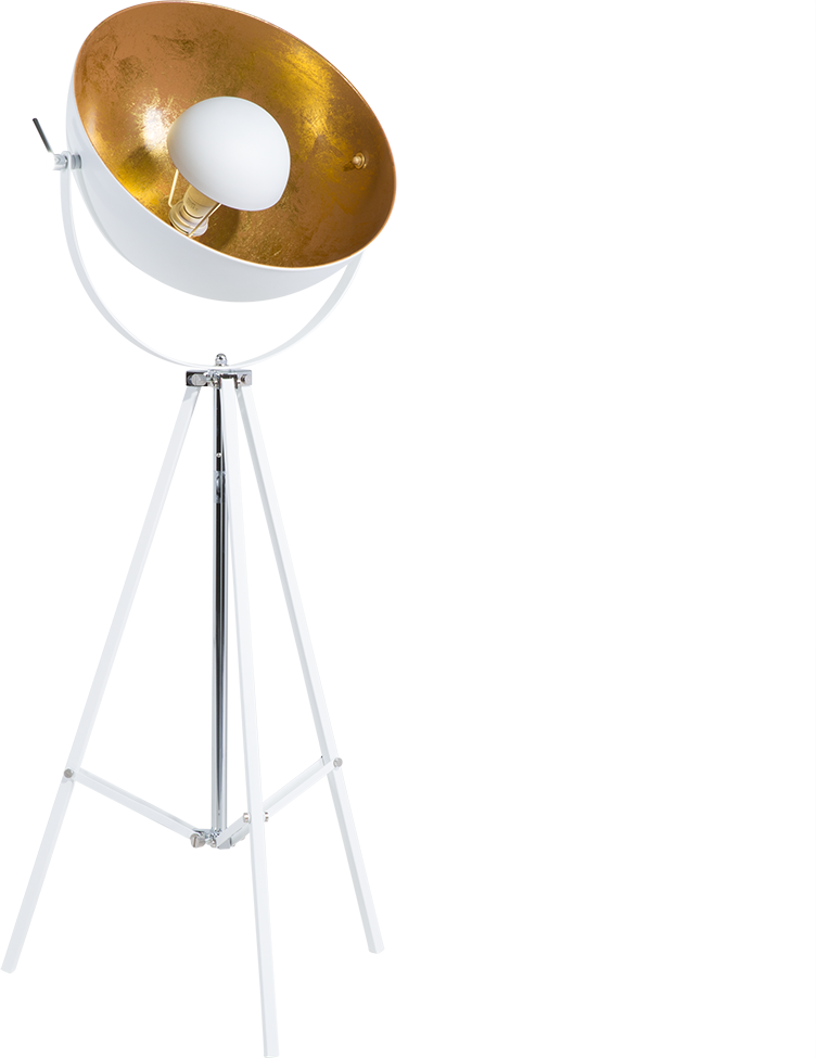 Beliani Floor Lamp White with Gold Metal 165 cm Tripod Base Adjustable Open Shade Industrial Design