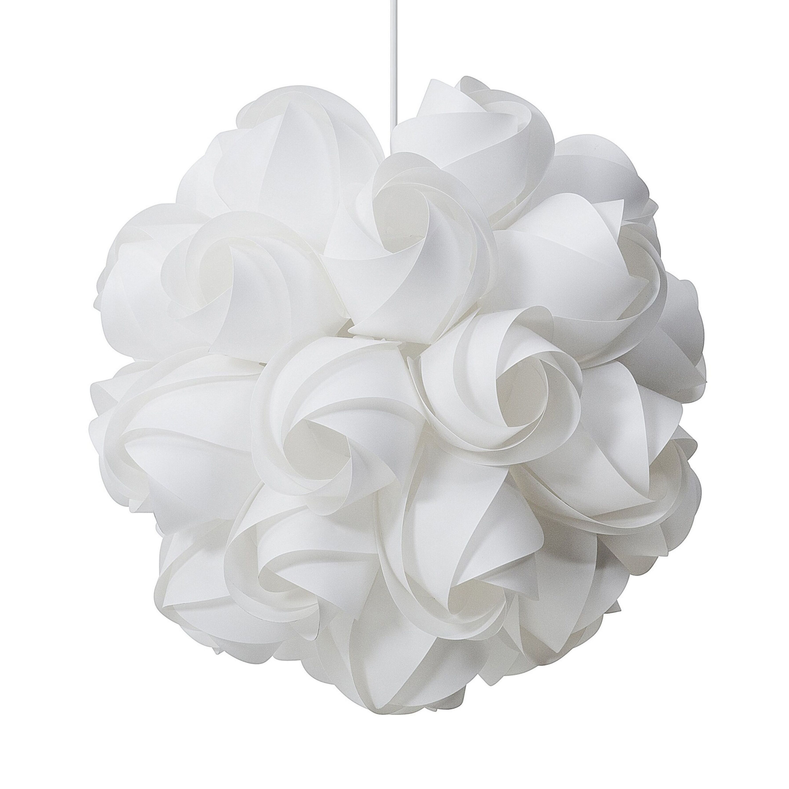 Beliani Pendant Lamp White Plastic Flower Rose Bloom Shade Ceiling Light