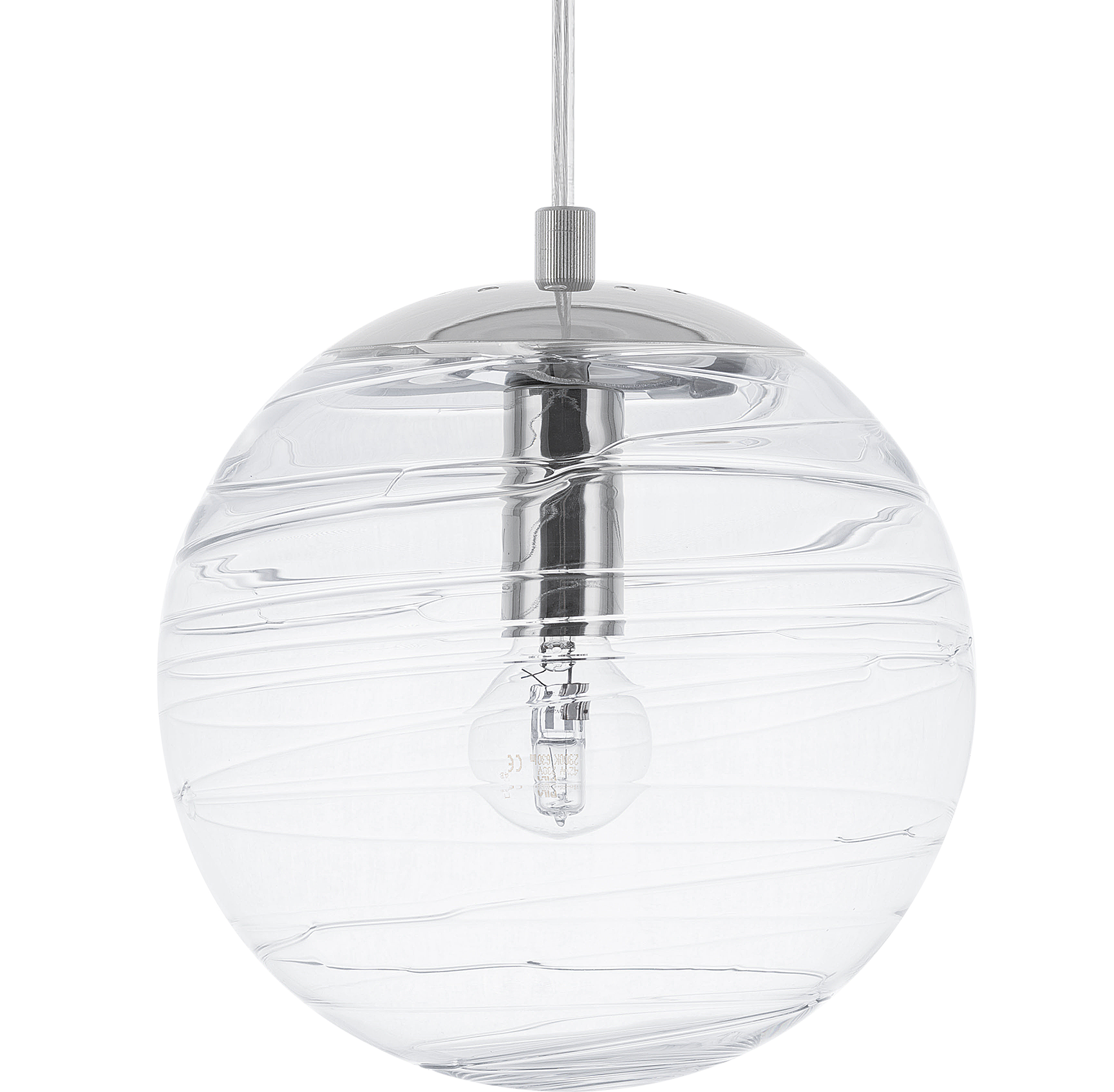 Beliani Pendant Lamp Transparent Glass Modern Globe Ceiling Light