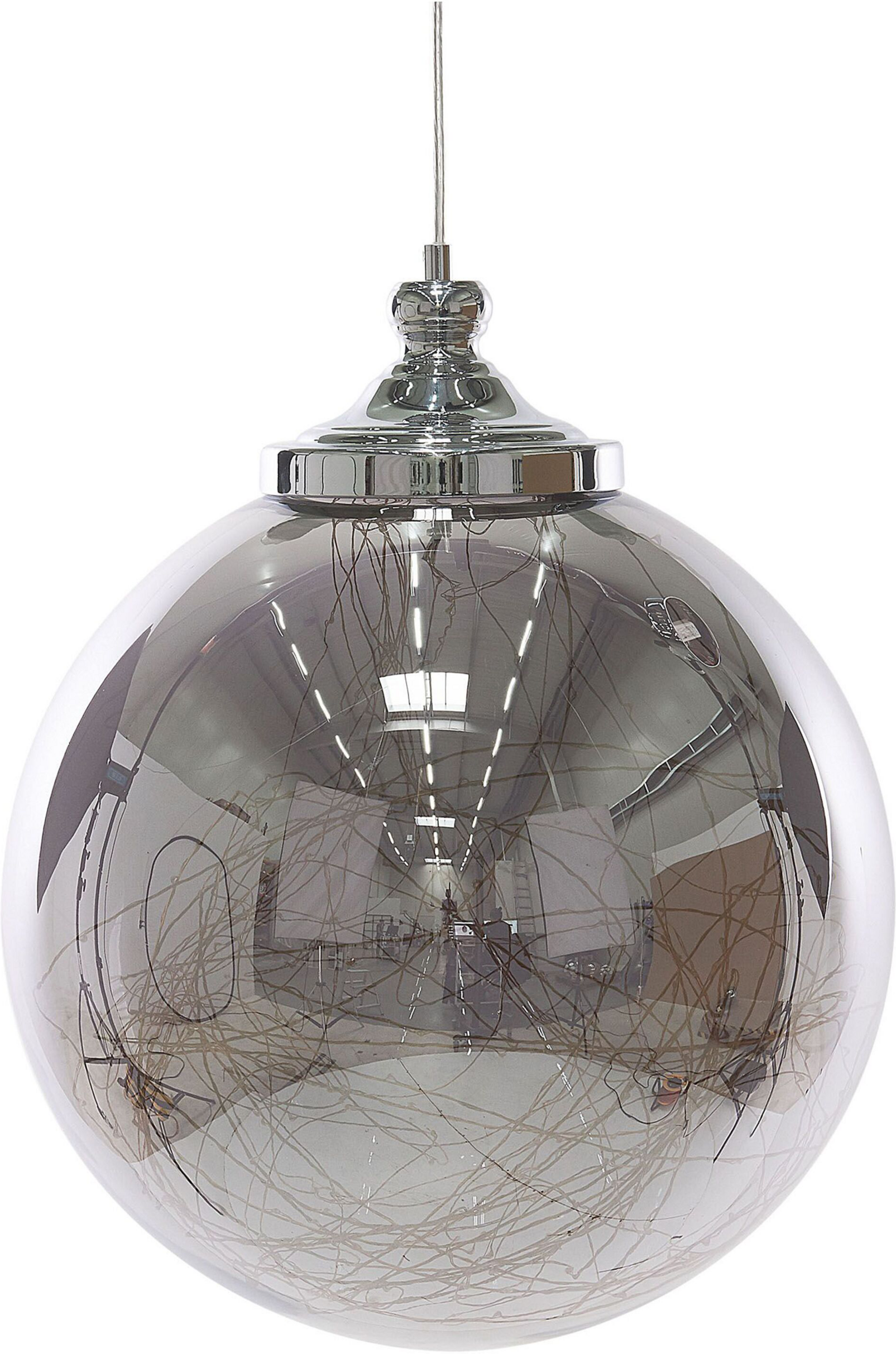 Beliani Pendant Lamp Glass Silver Elements Globe Shape Modern