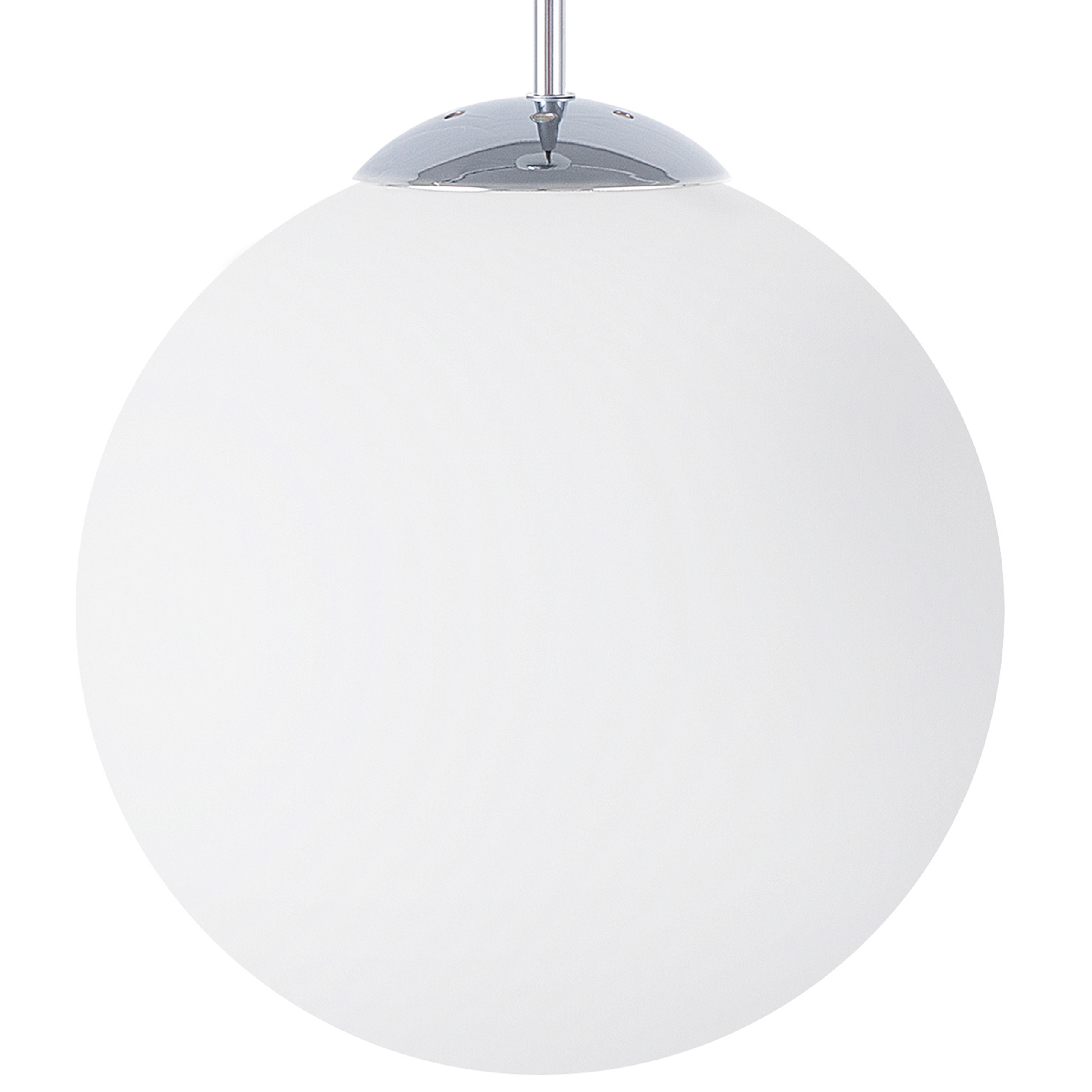 Beliani Pendant Lamp White Glass Silver Elements Globe Shape Large 1-Light Modern
