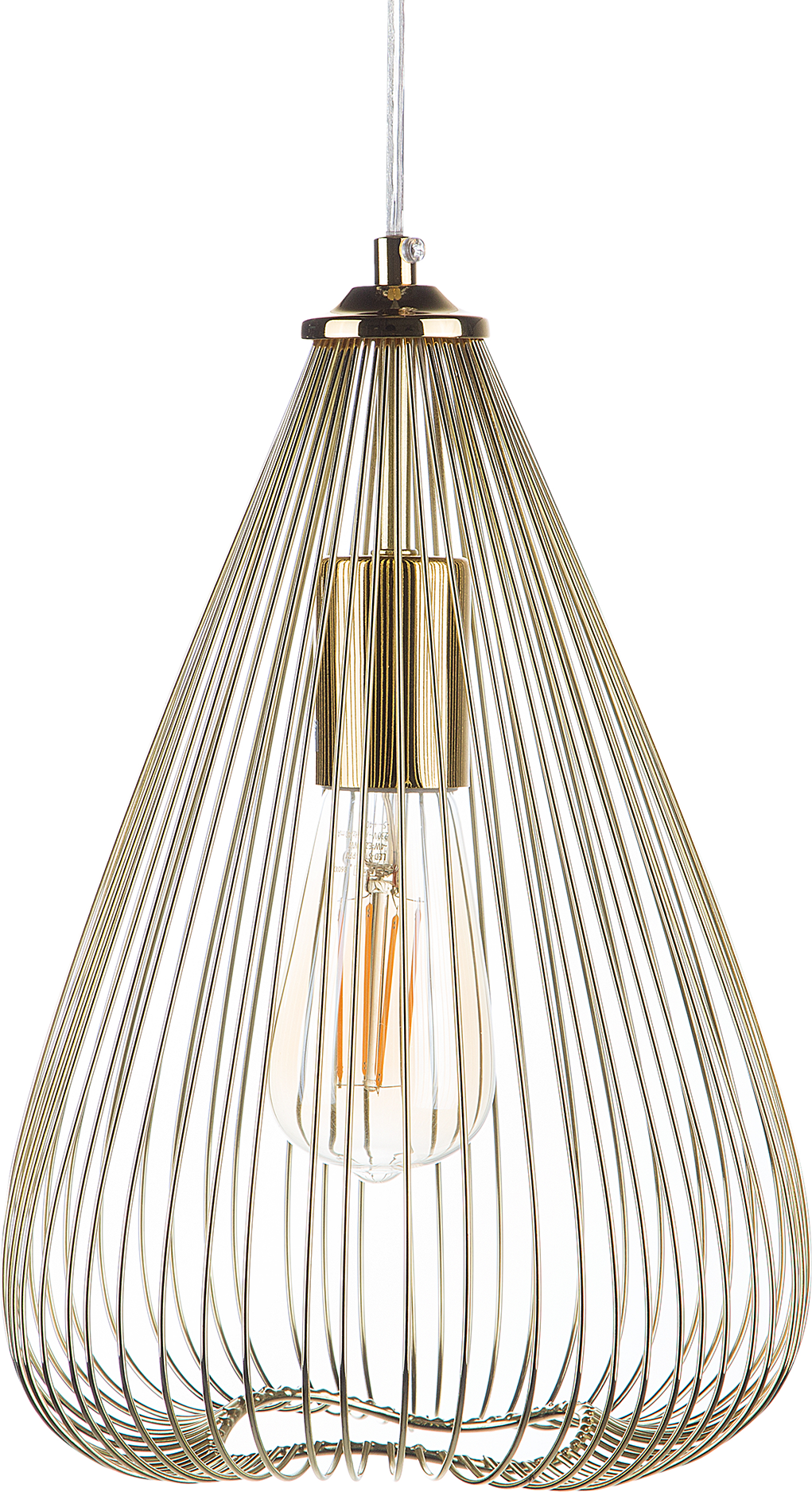 Beliani Hanging Light Pendant Lamp Gold Wire Geometric Cage Shade Metal Industrial Design