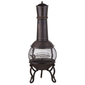 Beliani Fire Pit Heater Brass Colour Steel Chimney Outdoor Garden Material:Steel Size:37x105x37